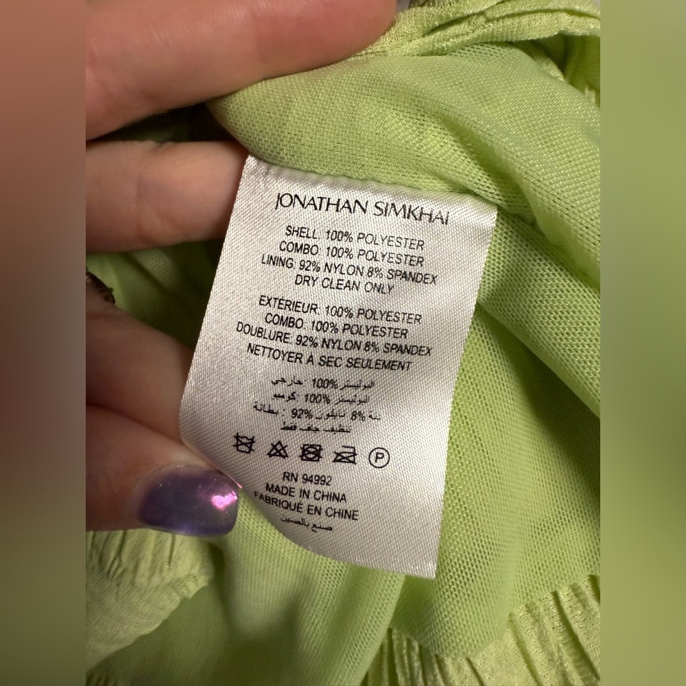 Jonathan Simkhai Light Green Plisse Knit Puff Sleeve Top Size 8 - Picture 7 of 7
